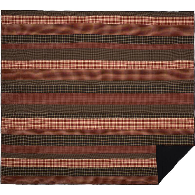 Red Rustic Bedding VHC Beckham Quilt Cotton Striped Patchwork