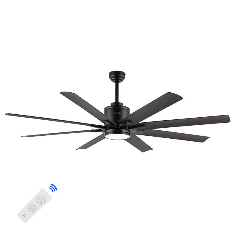 Miranda 66" 1-Light Contemporary Iron Mobile-App/Remote-Controlled 6-Speed Ceiling Fan with Integrated LED Light by JONATHAN Y