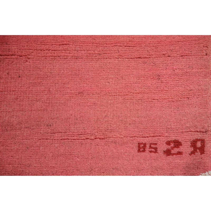 Light Pink Gabbeh Modern Area Rug Hand-Knotted Wool Carpet - 5'9"x 7'10"