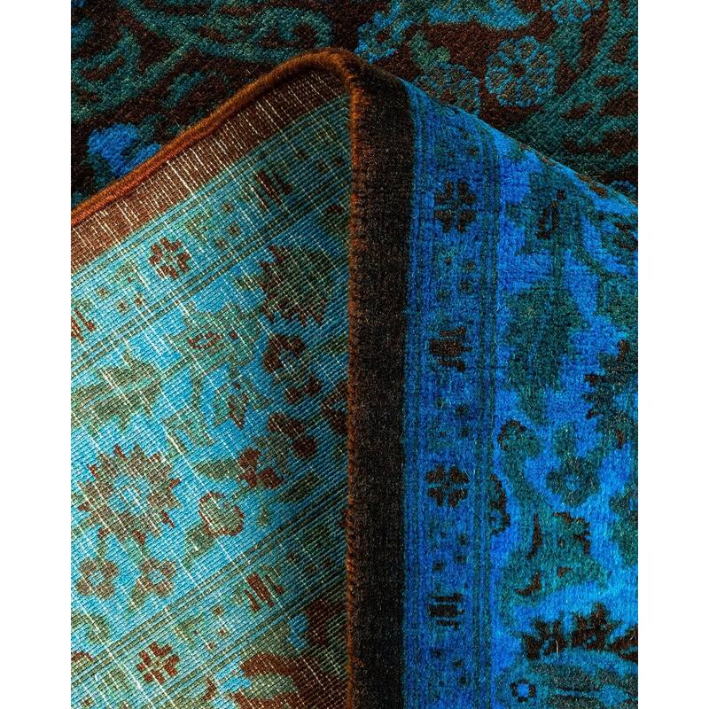 Overton Hand Knotted Wool Vintage Inspired Modern Contemporary Overdyed Black Runner Rug - 3' 0" x 14' 4"
