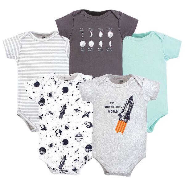 slide 1 of 1, Hudson Baby Cotton Bodysuits, Outer Space 0-3 Months - Outer Space
