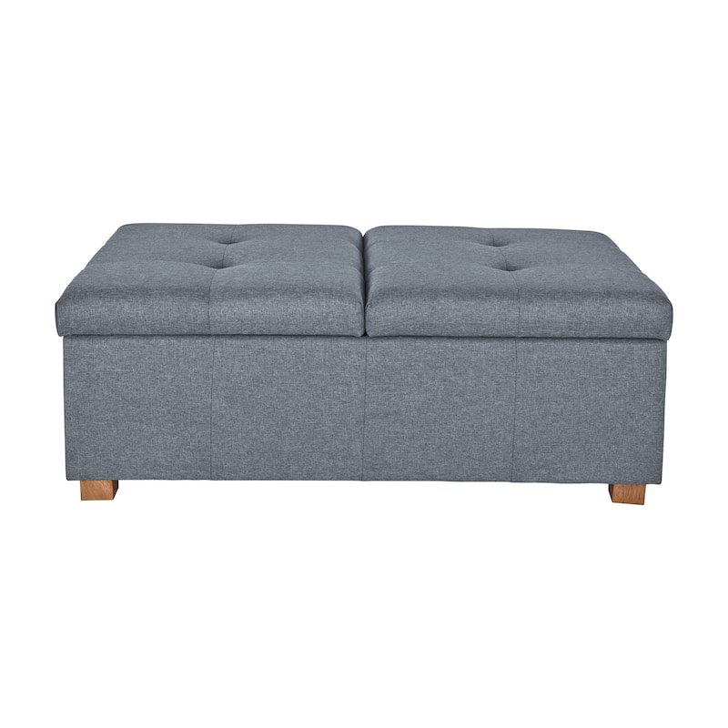 Yves Double Storage Ottoman Bench - Dark Grey
