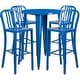 preview thumbnail 31 of 31, 30'' Round Metal Indoor-Outdoor Bar Table Set with 4 Vertical Slat Back Stools - 30"W x 30"D x 41"H