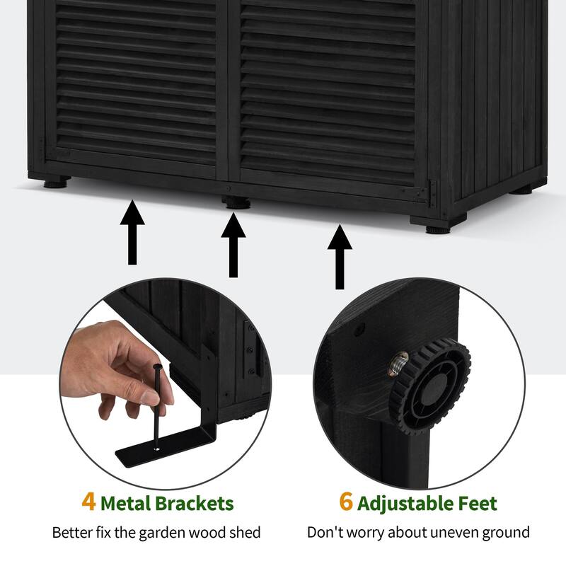 MCombo Outdoor Storage Cabinet Shed, Shuttered Doors with Lock, Wooden 0709 / 0808 / 1900
