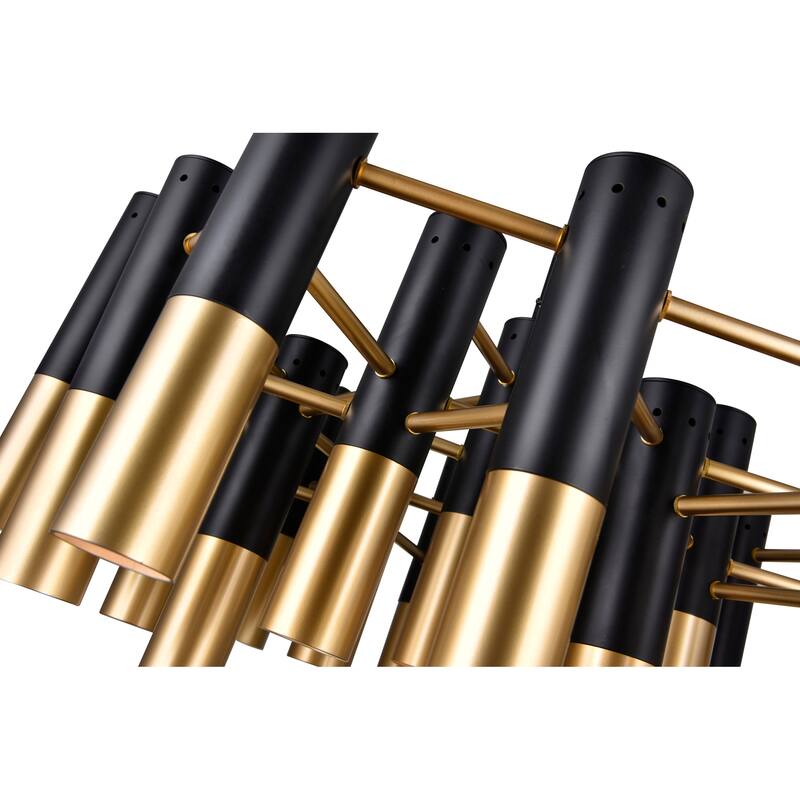 Anem 19 Light Down Chandelier With Matte Black & Satin Gold Finish - Matte Black/Satin Gold
