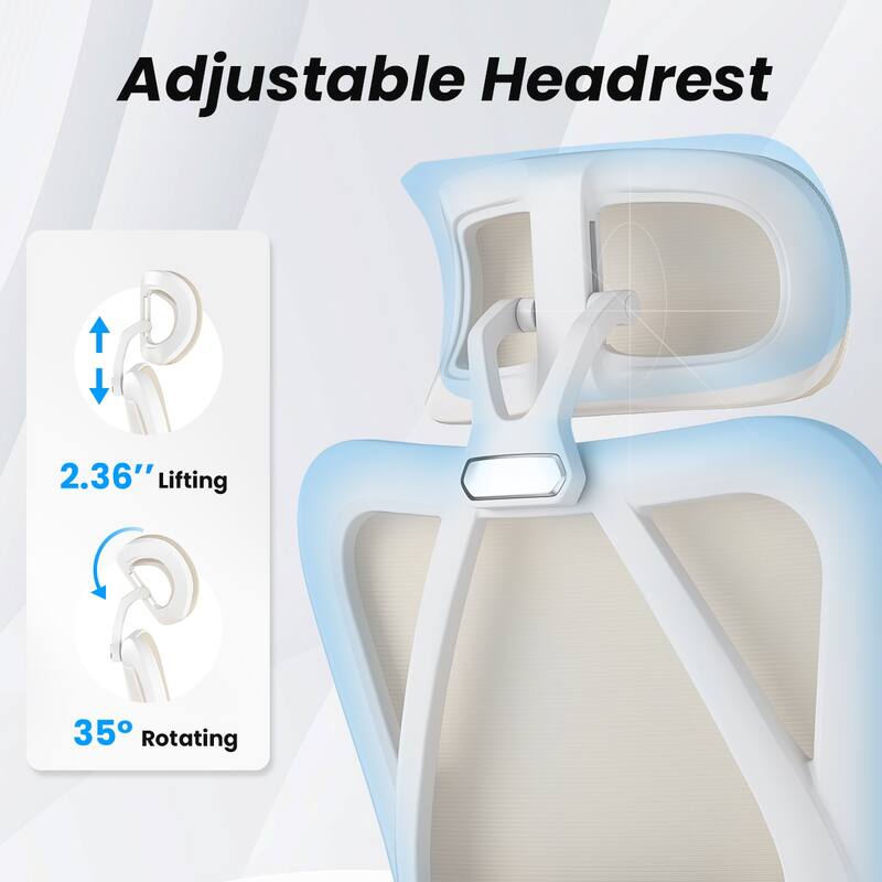 Ergonomic Office Chair with Footrest, Office Desk Chair with Headrest, High Back Computer Chair with Adjustable Lumbar Support