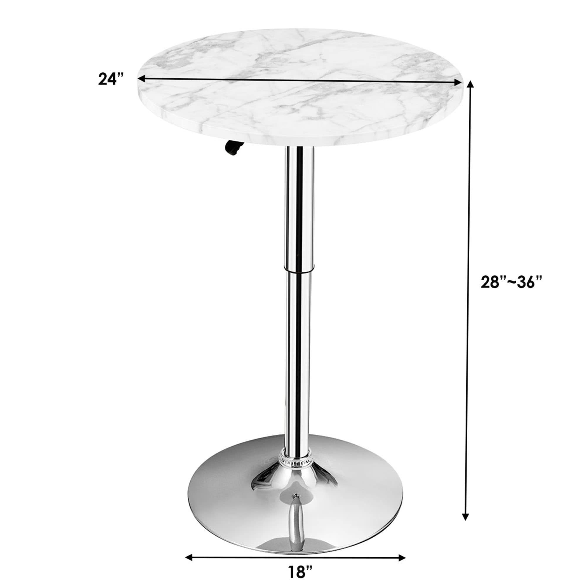 Living Room Furniture CJC Tables Adjustable Height Round Bristo Bar Pub Table 360 Swivel MDF Top 83-105 cm High Color : White, Size : 60X60X83-105CM