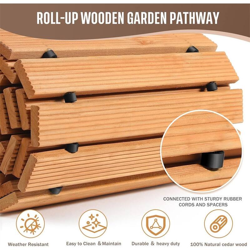 2 Pack 8ft Wooden Garden Pathway, Roll-Out for Outdoor Walkways or Wedding Paths