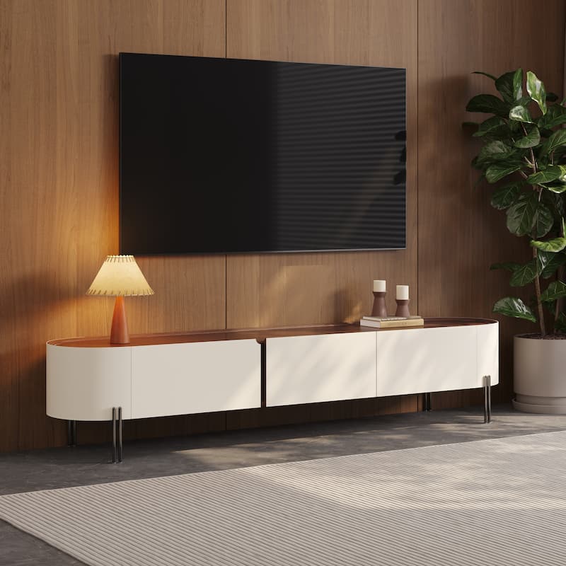 78.7'' Leather TV Stand, Modern Entertainment Center with 3 Drawers