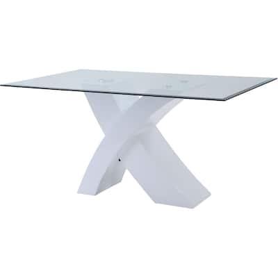 Tempered Glass Dining Table with "X" shaped
