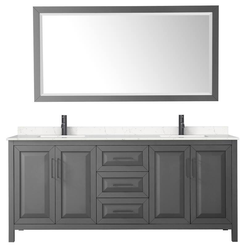 Daria 80 Inch Double Vanity, Cultured Marble Top, 70 Inch Mirror
