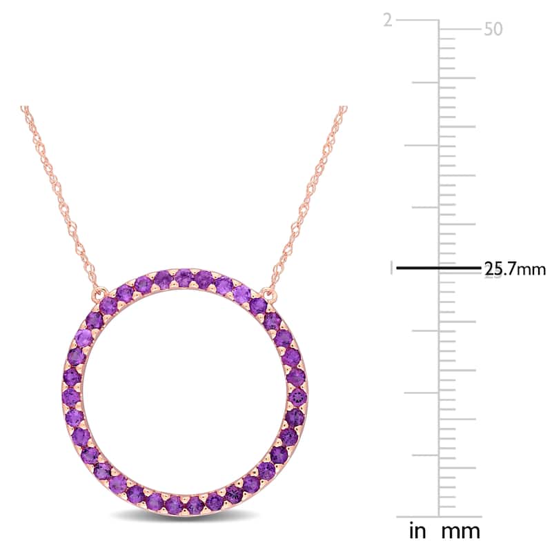 Miadora 10k Rose Gold Amethyst Circle of Life Birthstone Necklace