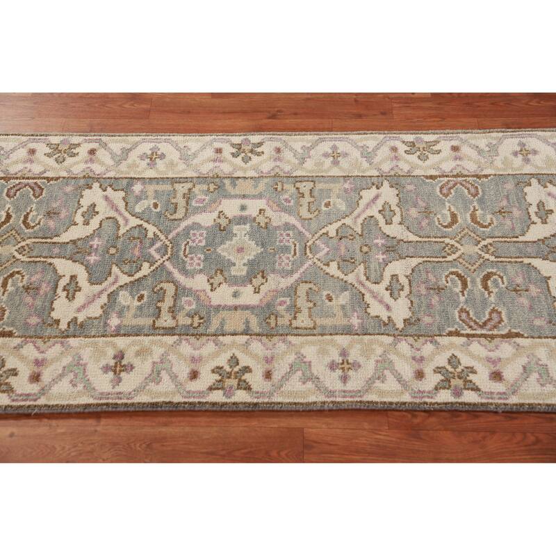 Oushak Oriental Runner Rug Hand-Knotted Wool Carpet - 2'7" x 9'10"