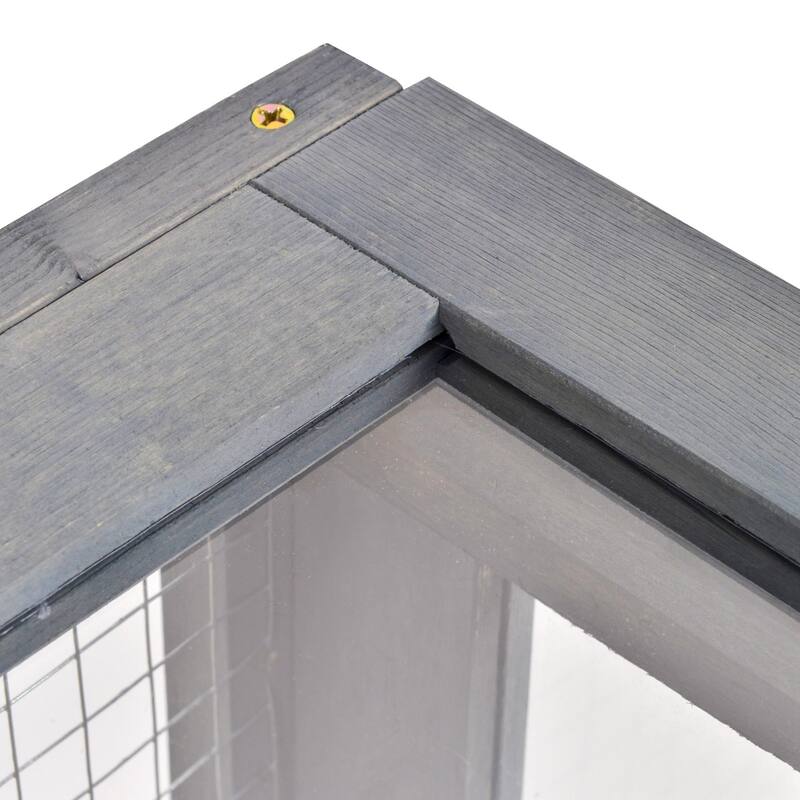 Pawhut Wood Tortoise House Indoor Outdoor Turtle Habitat Reptile Cage for Lizards, Geckos 36" x 24" x 12.5"