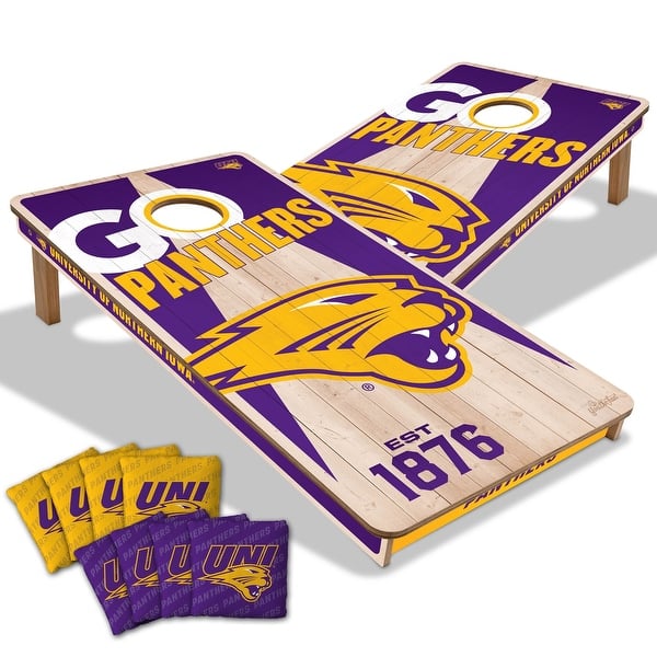 slide 2 of 6, Northern Iowa Panthers NCAA 2x4 Cornhole Board Set Include Carrying Case