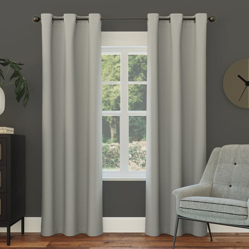Sun Zero Saxon Energy Saving Blackout Grommet Curtain Panel, Single Panel - 40" x 95" - Silver Gray