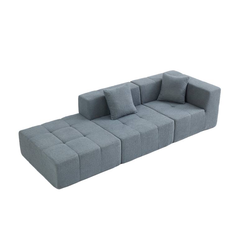 Modern Modular Sectional Sofa, Armless Floor Couch with Removable Back Cushions for Apartment and Living Room