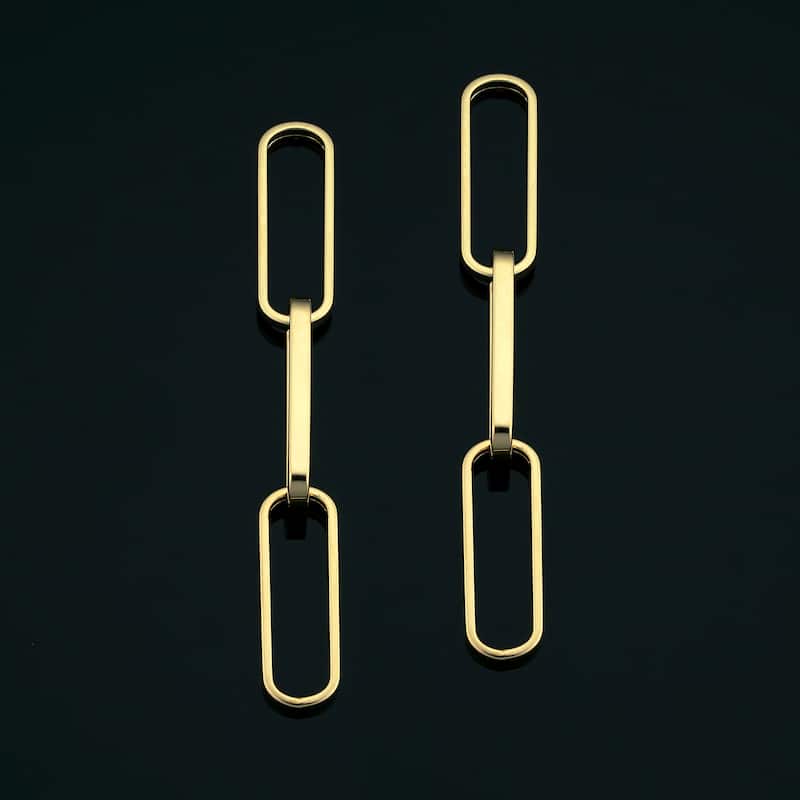 14k Yellow Gold Polished Paper Clip Dangle Earrings (1.7 inches)