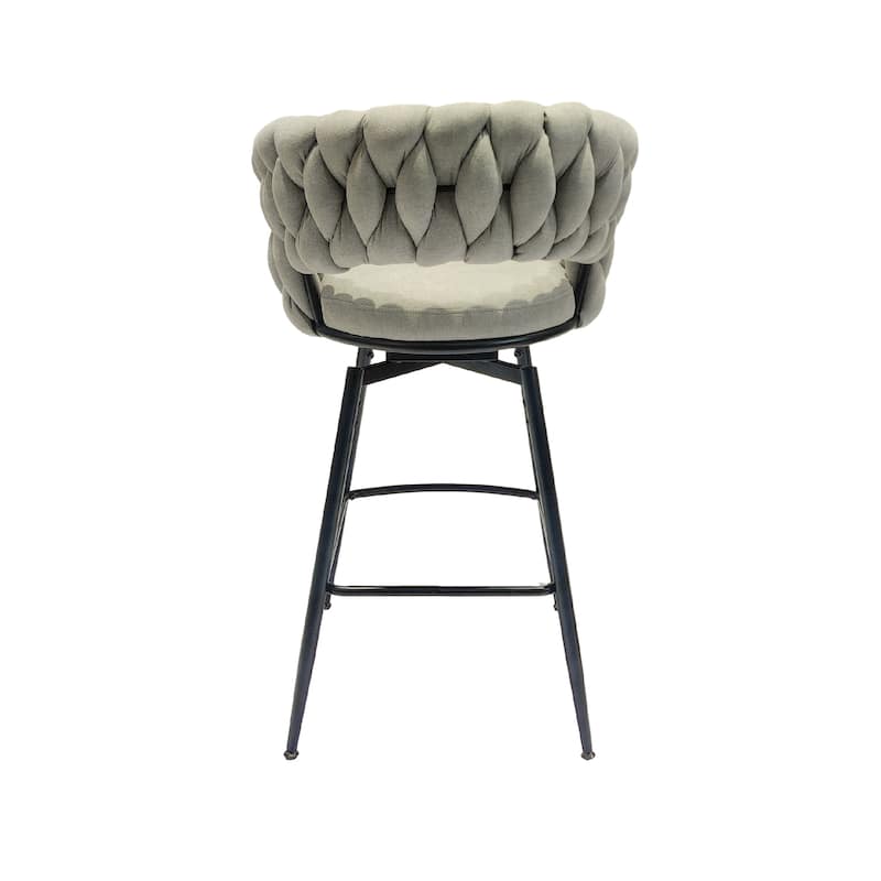 Woven Bar Stool Set of 2,Black legs Barstools
