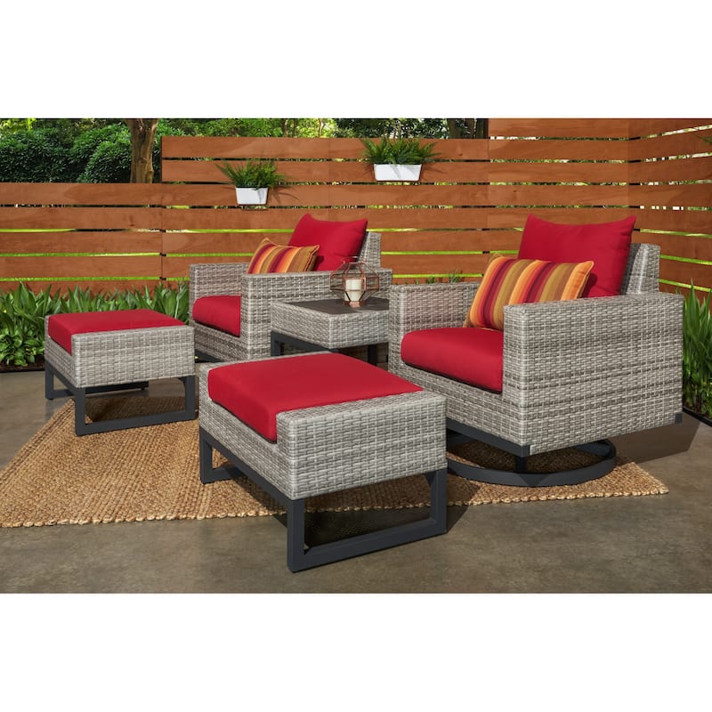 Milo 5 Piece Sunbrella Outdoor Patio Motion Club Set