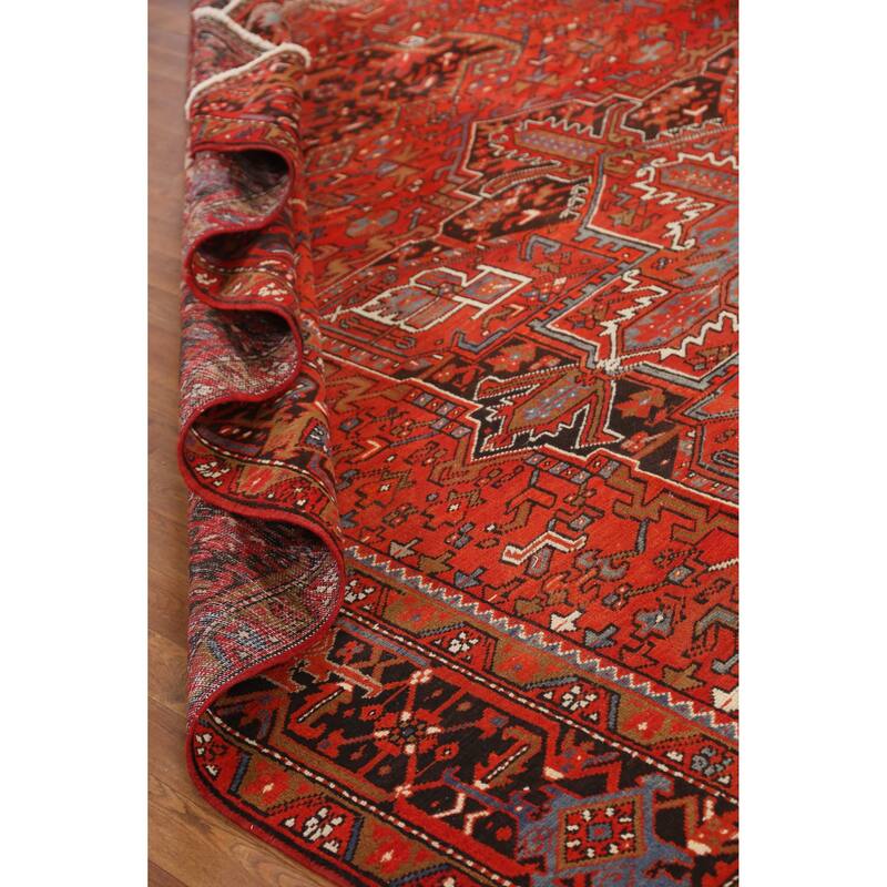 Hand Knotted Oriental 100% Wool Carpet Traditional Medallion Oranges & Rust Heriz Area Rug - 12' 10'' X 9' 2''