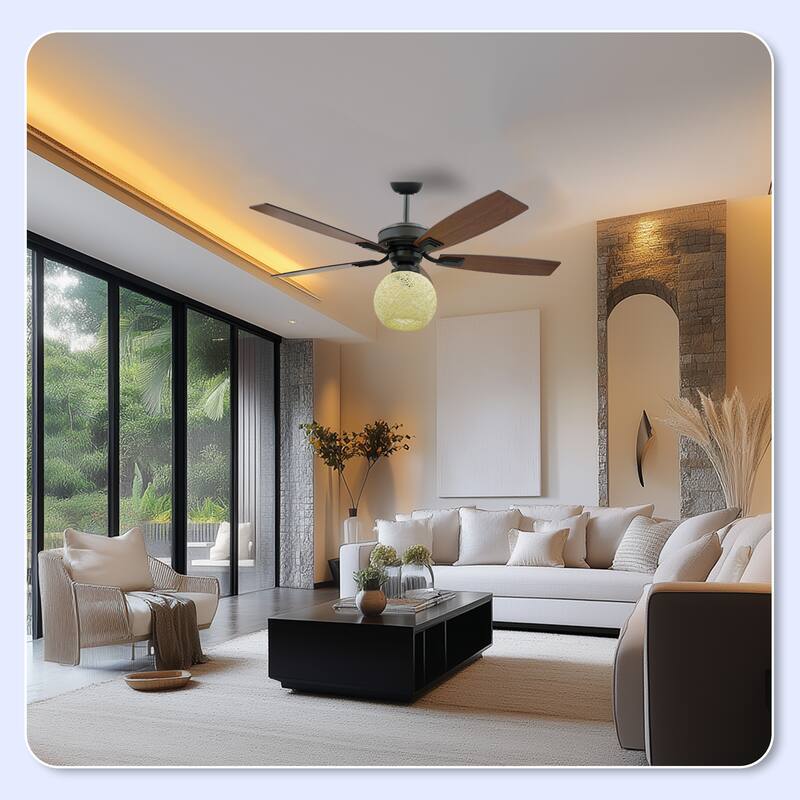 52 Inch Ceiling Fan with Lights and Remote Control, Reversible Airflow - N/A