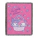preview thumbnail 1 of 3, Sanrio My Melody Flower Basket Fun Woven Tapestry Throw Blanket