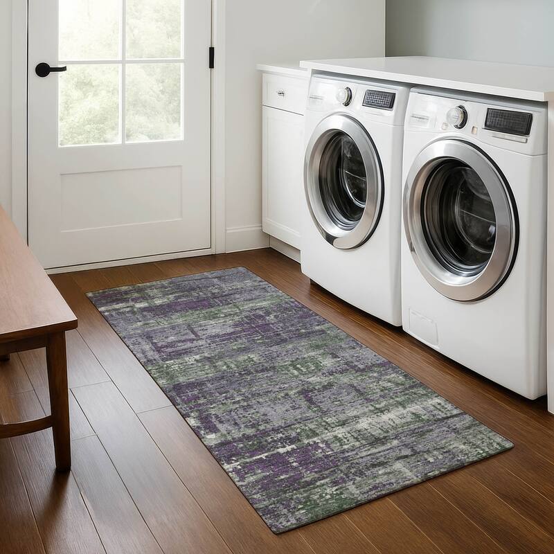 Premium Washable Super Soft Modern Hatch Mayfield Rug - Purple - 2'3" x 7'6"