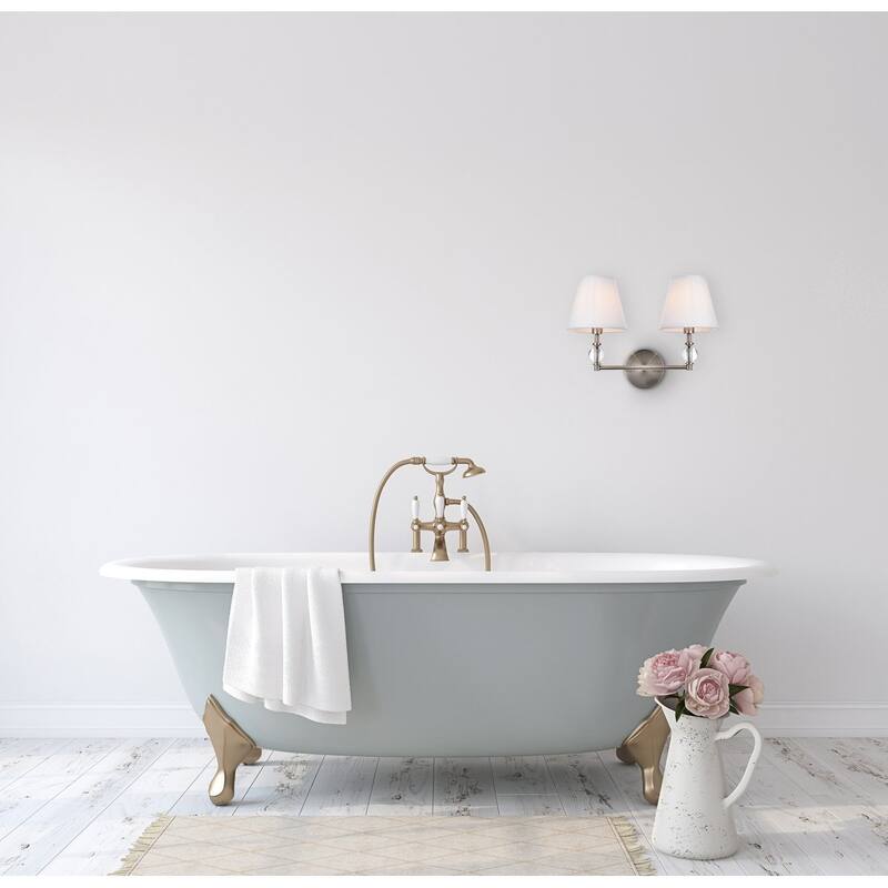 Bella 2-light Bath Sconce with White Fabric Shade