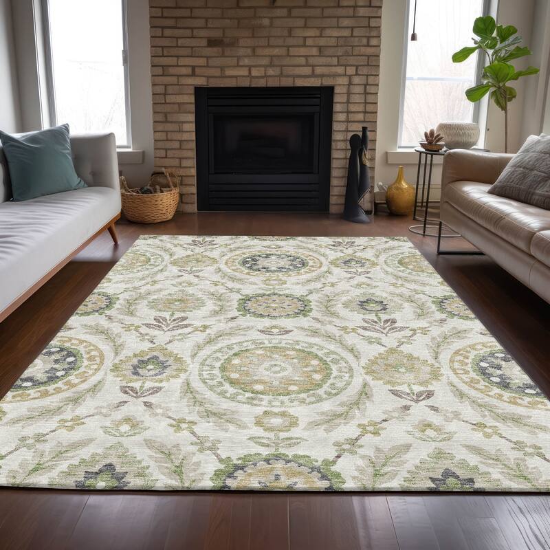 Machine Washable Indoor/ Outdoor Chantille Boho Suzani Rug