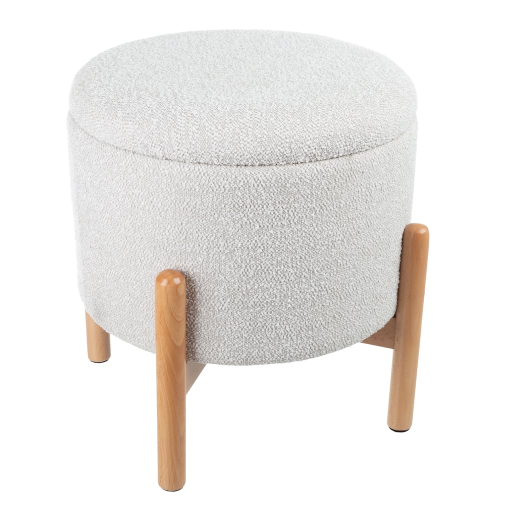 Storage Ottoman - Multipurpose Round Footrest or Storage Organizer with Removable Top by Lavish Home (Gray)