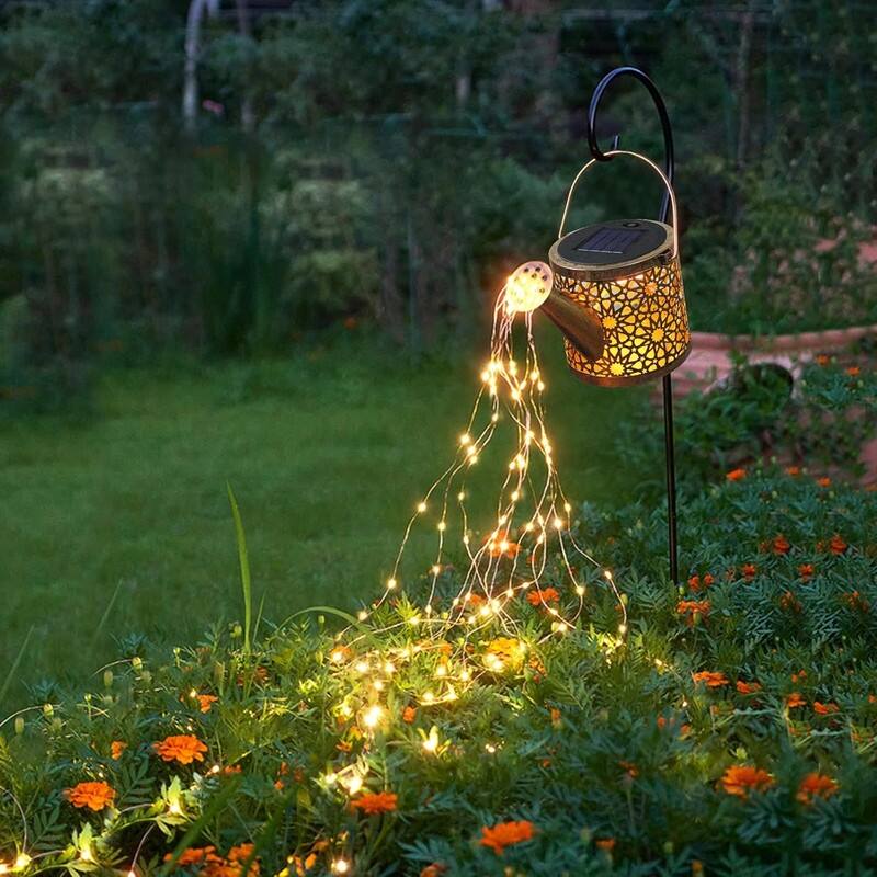 Solar Lights Outdoor Decorative, Metal Solar Watering - Warm White-1 pack