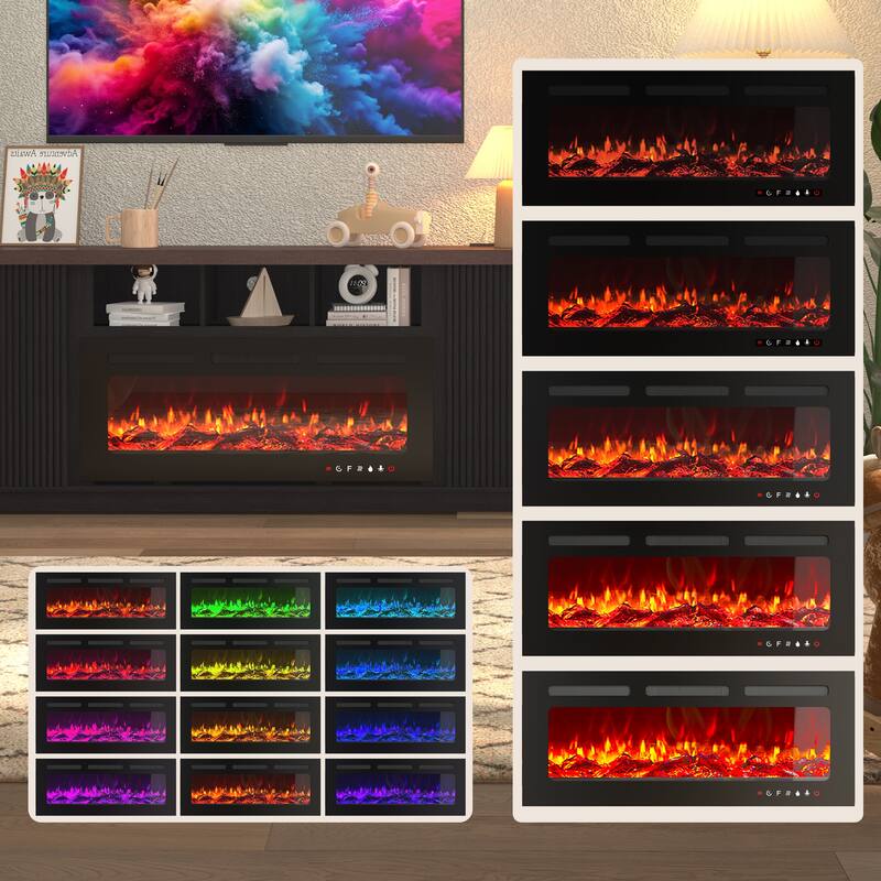 70" TV Stand for TVs up to 85" with Electric Fireplace, Vintage Double Door Cabinet, Dark Walnut, for Living Room & Bedroom