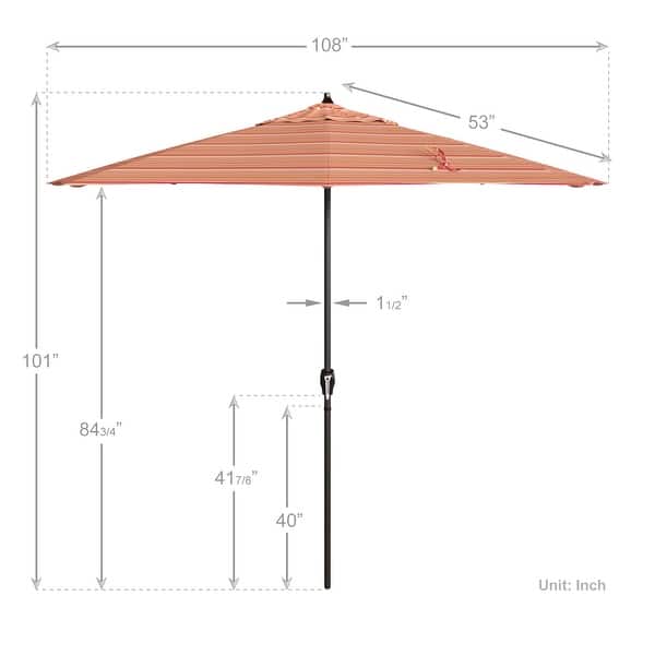 dimension image slide 24 of 29, North Bend 9-foot Round Auto-tilt, Bronze Finish, Sunbrella Patio Umbrella by Havenside Home
