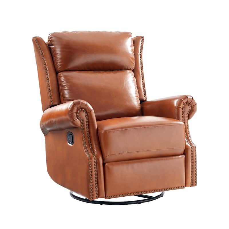 Viviana Traditional Genuine Leather Manual Swivel Glider Recliner by HULALA HOME