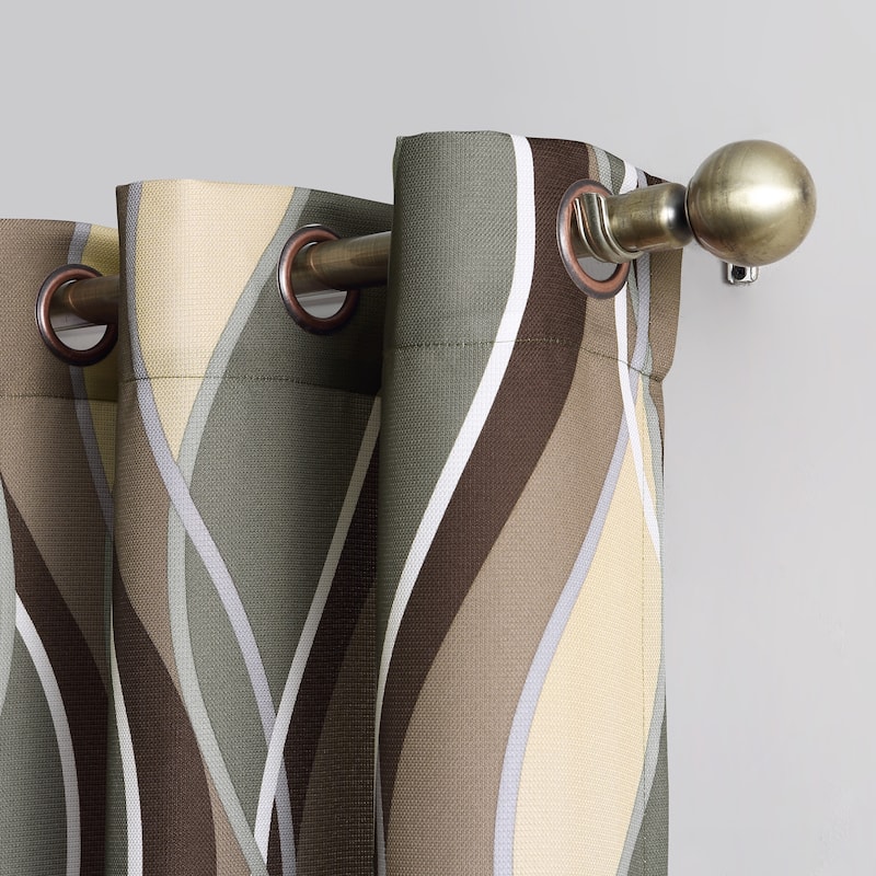 No. 918 Intersect Ogee Print Semi-Sheer Grommet 1-Piece Curtain Panel, Single Panel