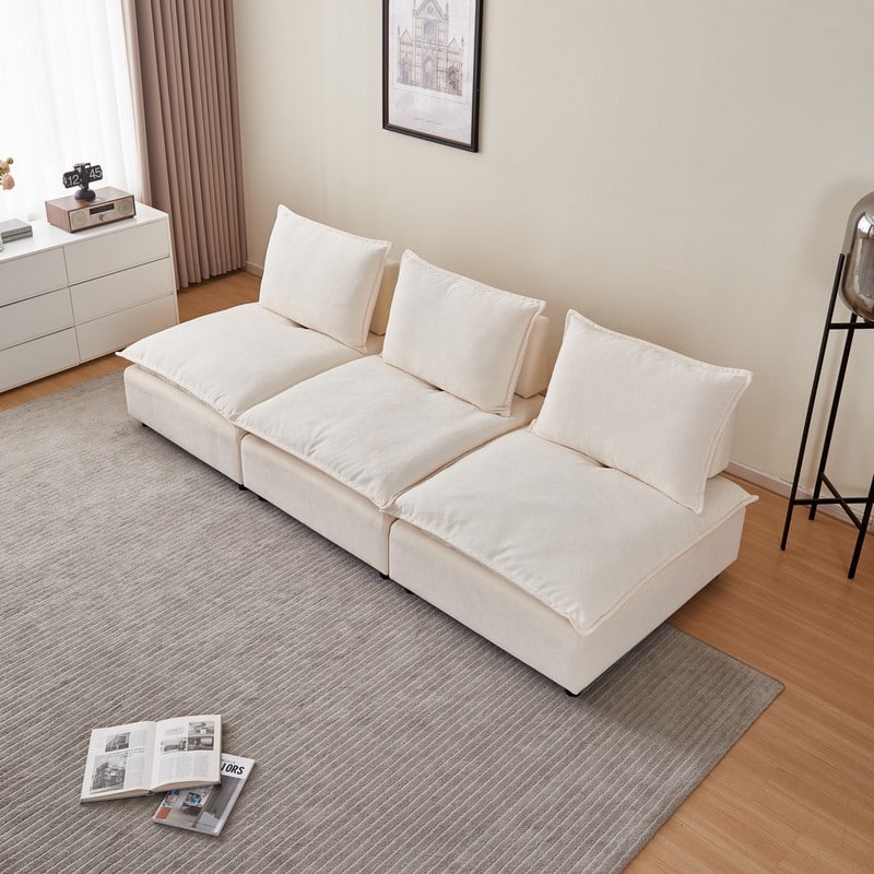 Armless Super Soft Chenille Modular Sofa Design (2 & 3 Seater)