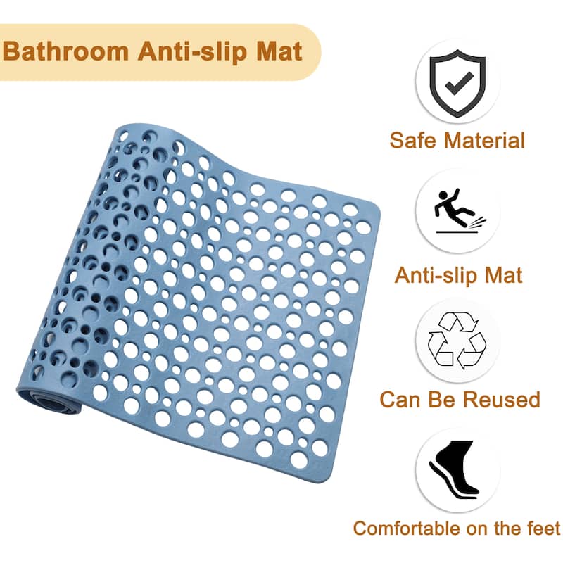 Nonslip Bathtub Mat, Bathtub Shower Mat, Bath Mat with Drain Hole and Suction Cups