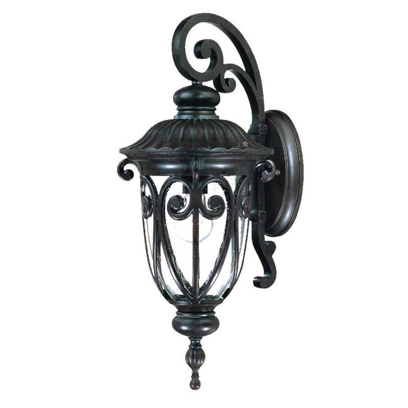 Aluminum Outdoor Wall Light with Seeded Glass Dimmable LED - 11.63” x 9.38” x 22.75” (D x W x H)