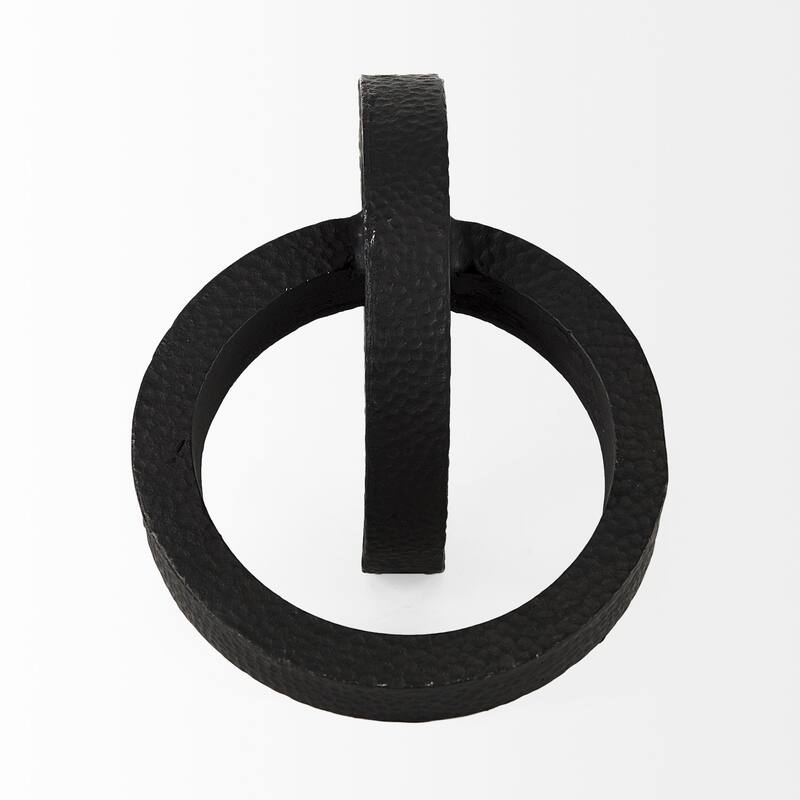 Rafiki 7.9L x 5.9W x 5.9H Two Blackened Hammered Finish Metal Conjoined Circles