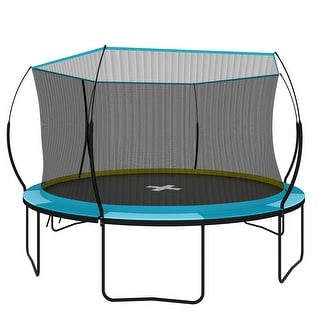 14ft Recreational Trampoline with Enclosure for Kids and Adults Patented Fiberglass Curved Poles Pumpkin