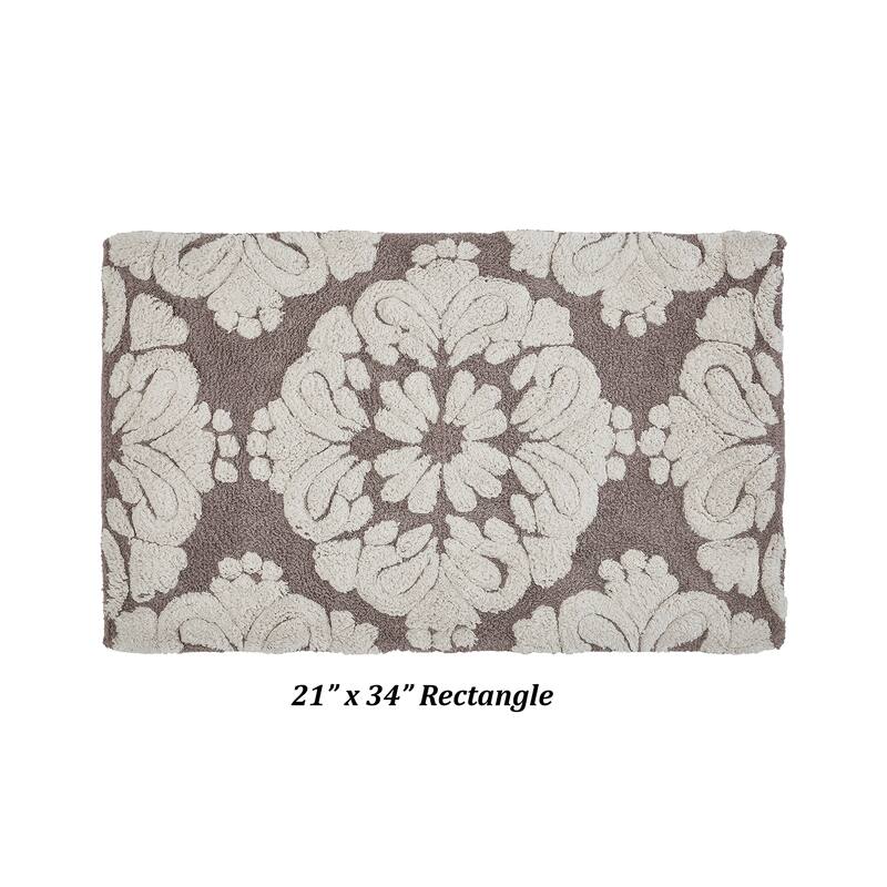 Better Trends 100% Cotton Soft & Super Absorbent Bathroom Rugs - Medallion Collection Non-Skid Latex Machine Washable Bath Mats