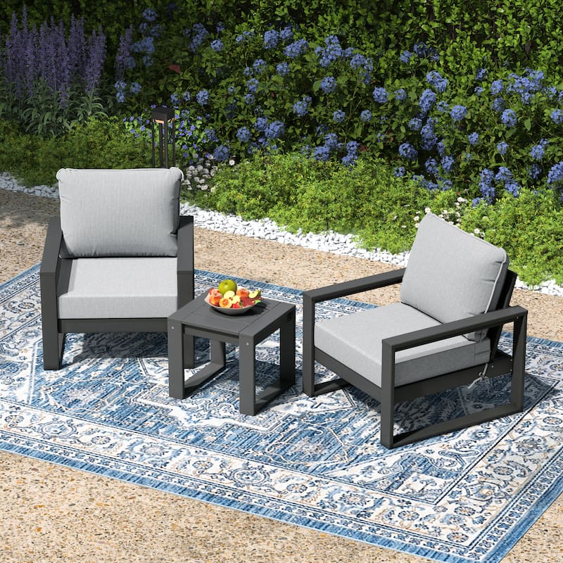 Polytrends Endless Patio Sectional 3-Piece Deep Seating Set with Gray Frame