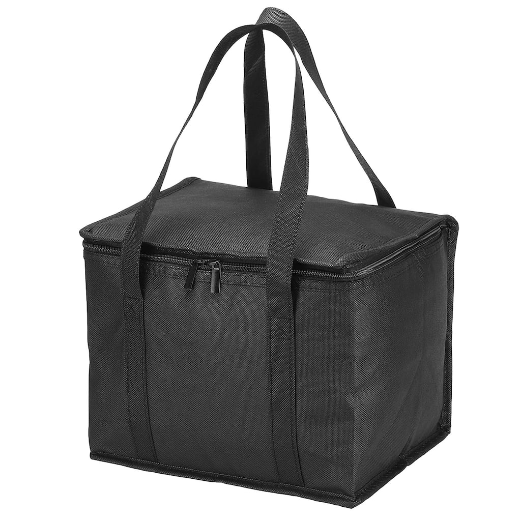 11.4"x9.1"x9.1" Insulated Reusable Grocery Bag Food Delivery Tote Bag, Black