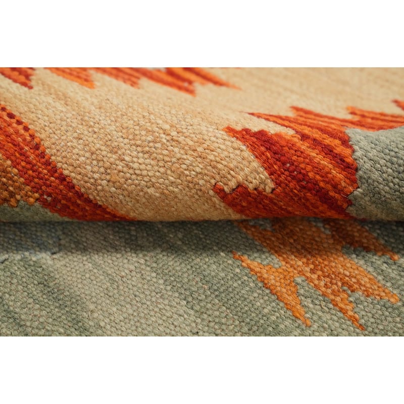 Hand Woven Oriental 100% Wool Carpet Southwestern Tribal Multi-Colored Kilim Area Rug - 11' 3'' X 8' 3''