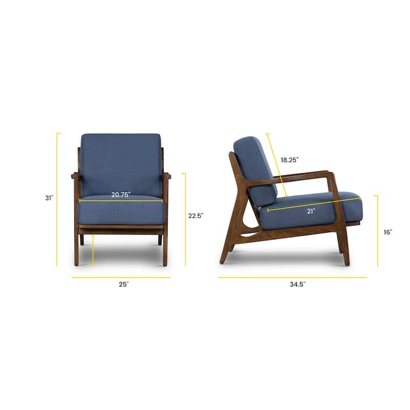 Poly & Bark Verity 25" Fabric Lounge Chair - Solid Wood Frame