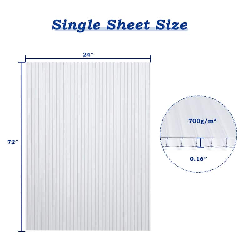 Aoodor 6PCS Twin-Wall Greenhouse Panels: Clear, UV-Protected, Waterproof