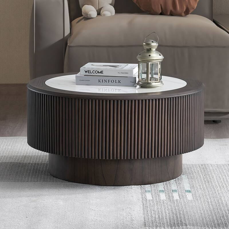 31.5 inch Modern Marble Pattern Coffee Table Round Coffee Table