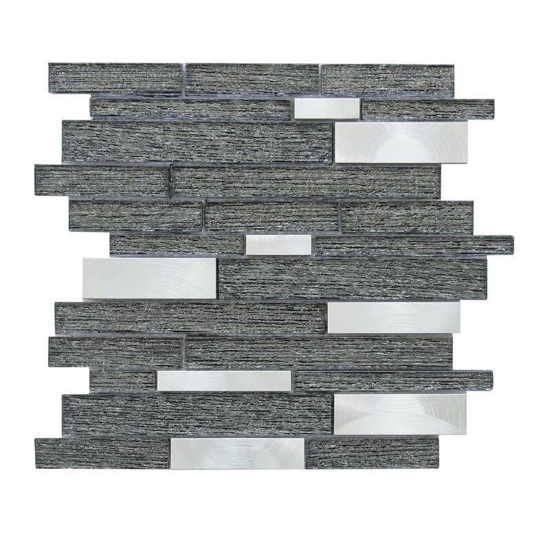 Altair Glena Rectangular Laminated Glass Mosaic Mix Aluminum Wall Tile