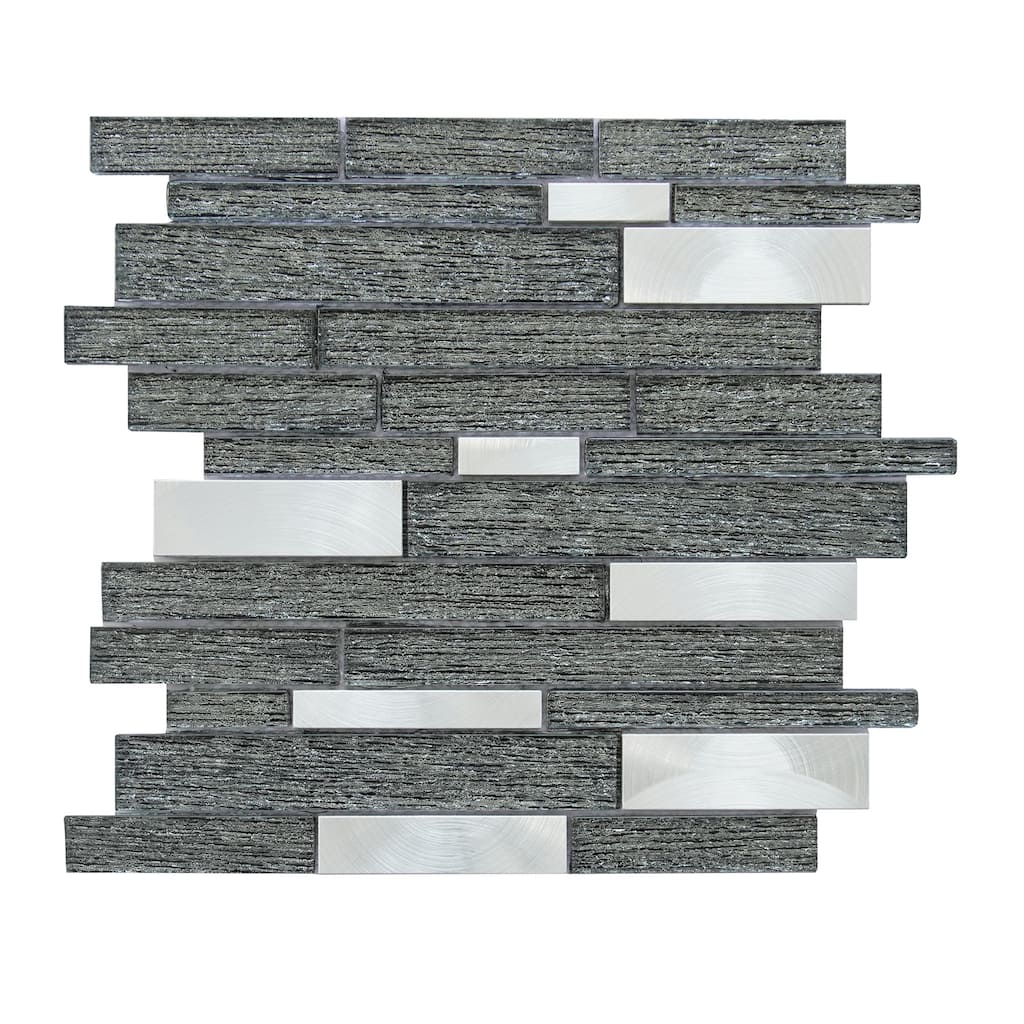 Altair Glena Rectangular Laminated Glass Mosaic Mix Aluminum Wall Tile